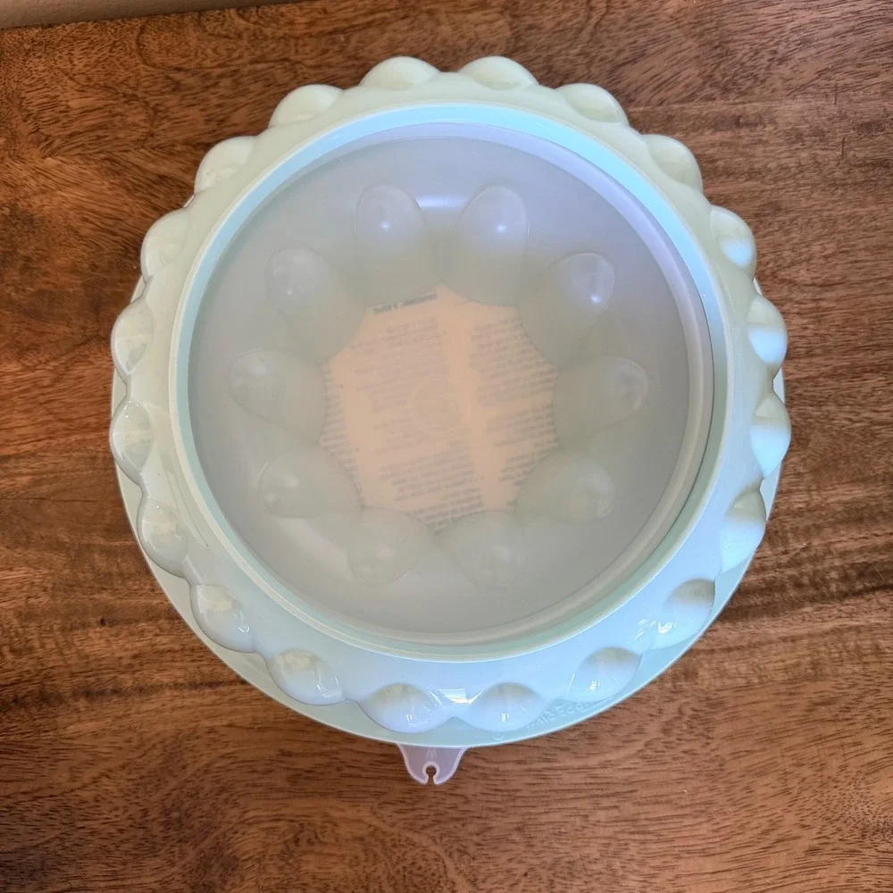 Tupperware Jel-Ring Mold 3-Piece Set Mint Green Vintage Aspic Server 6 Cup USA